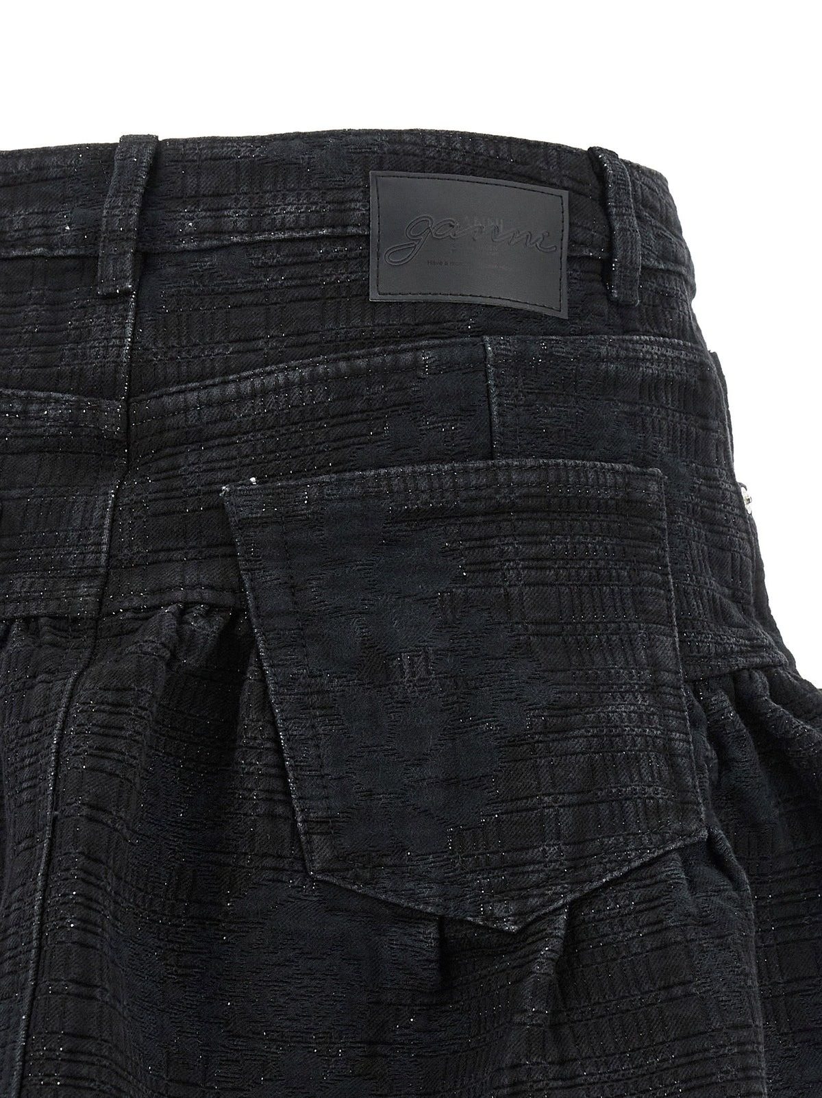 Ganni Lurex Denim Skirt Black  