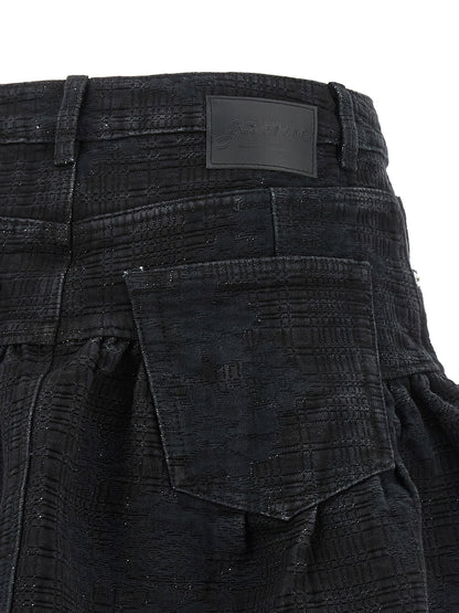 Ganni Lurex Denim Skirt Black  