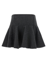 Ganni Pinstriped Flannel Skirt Gray