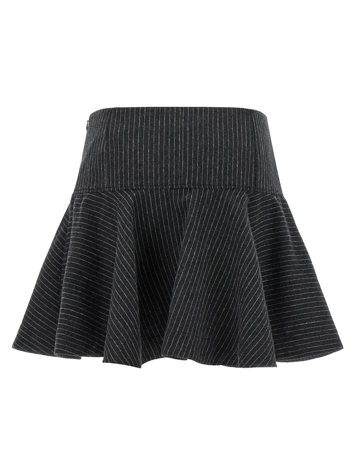 Ganni Pinstriped Flannel Skirt Gray