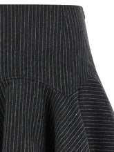 Ganni Pinstriped Flannel Skirt Gray