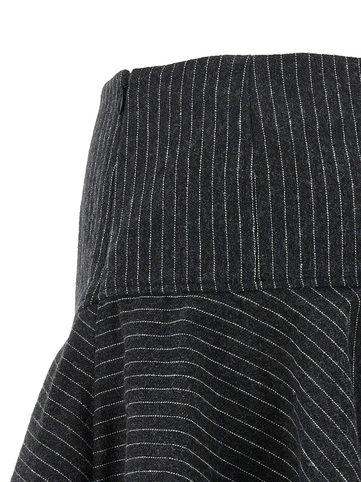 Ganni Pinstriped Flannel Skirt Gray