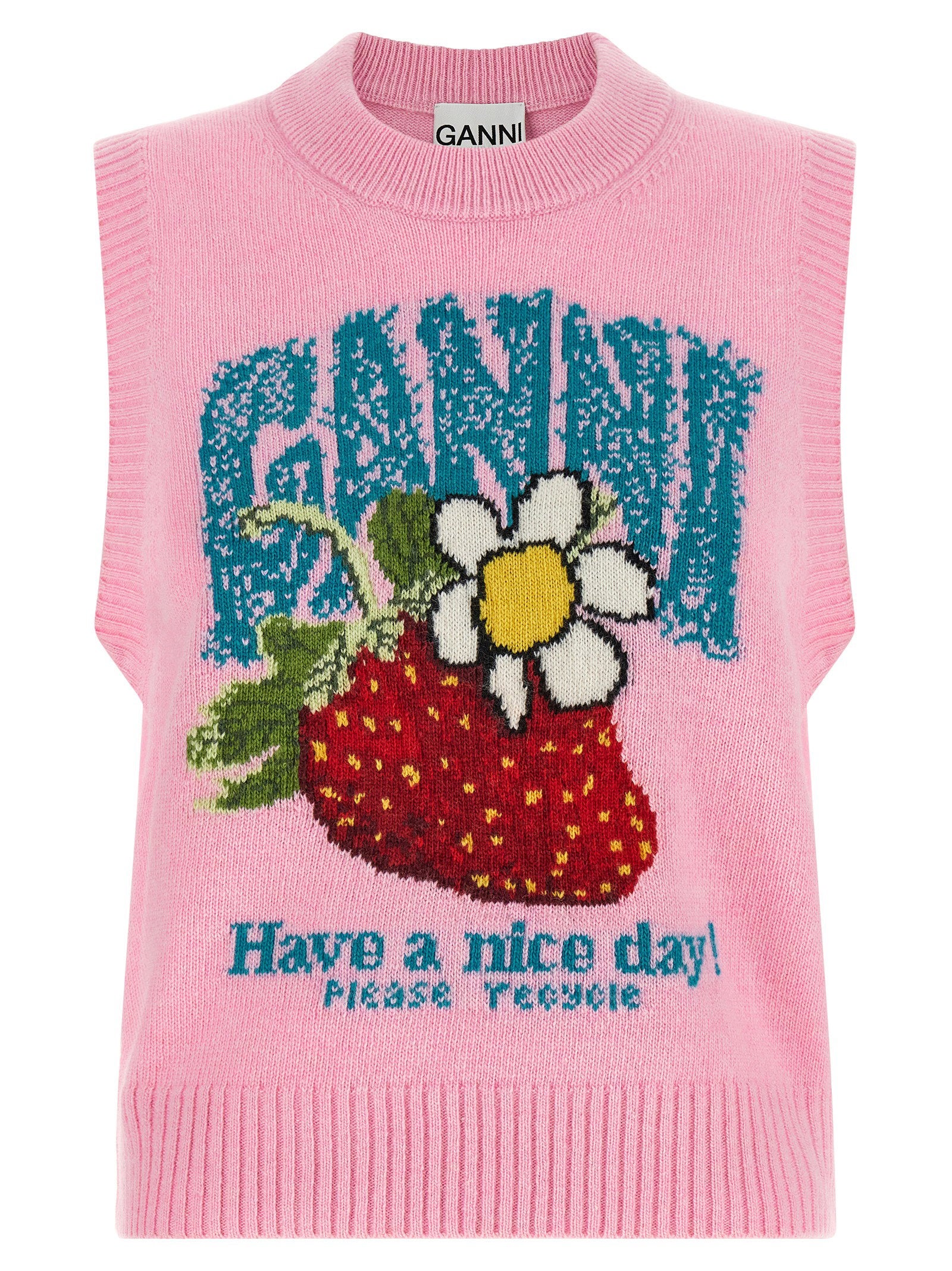 Ganni Strawberry Vest Pink