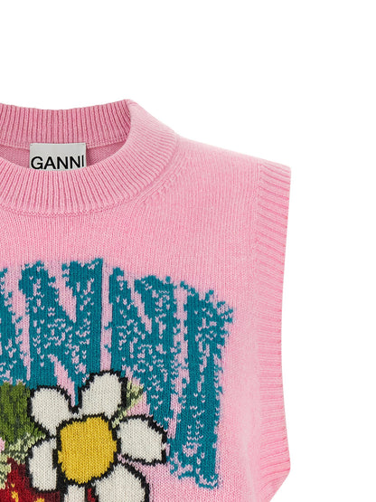 Ganni Strawberry Vest Pink