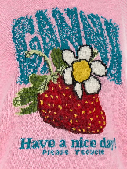 Ganni Strawberry Vest Pink