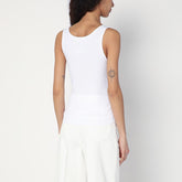 Moschino White Ribbed Viscose Tank Top with Laces White