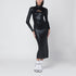 Diesel Black Ribbed Shiny Long-Sleeve Fitted Midi Dress Black