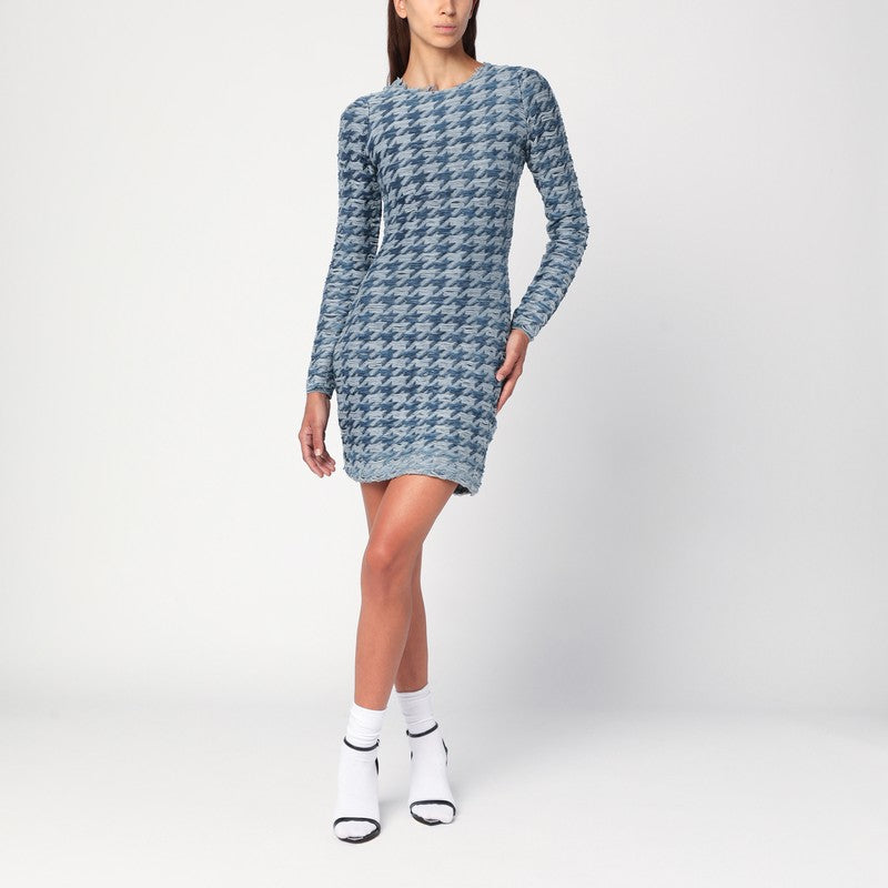 Diesel Blue and Light Grey Patterned Fitted Dress Blue