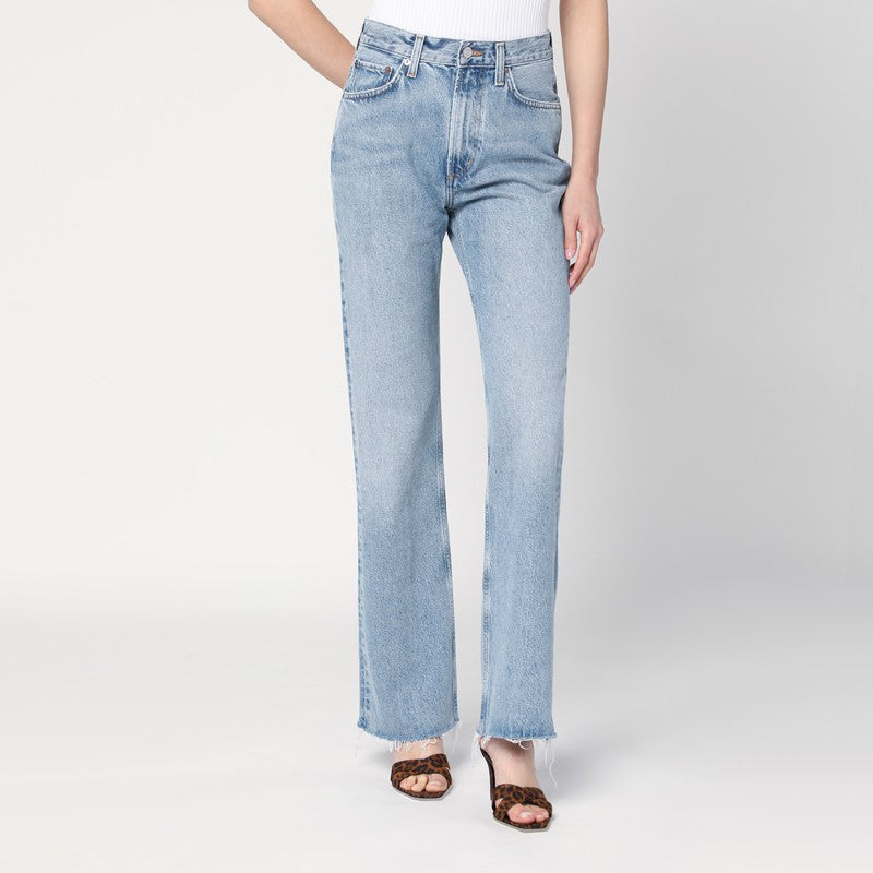 Agolde Faded High-Rise Regenerated Denim Jeans Blue