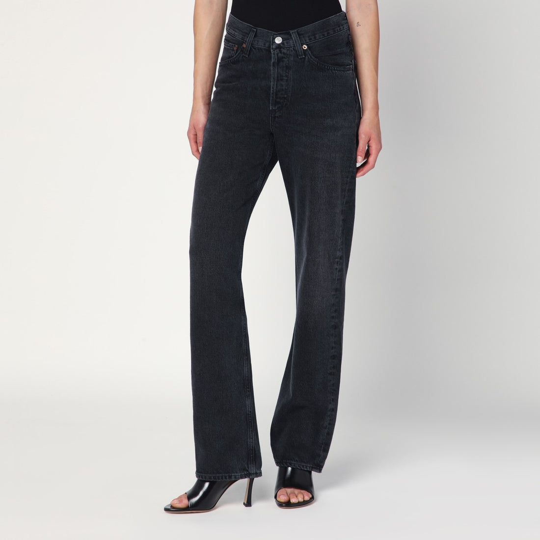 Agolde High V-Waist Recycled Denim Straight-Leg Jeans Black black