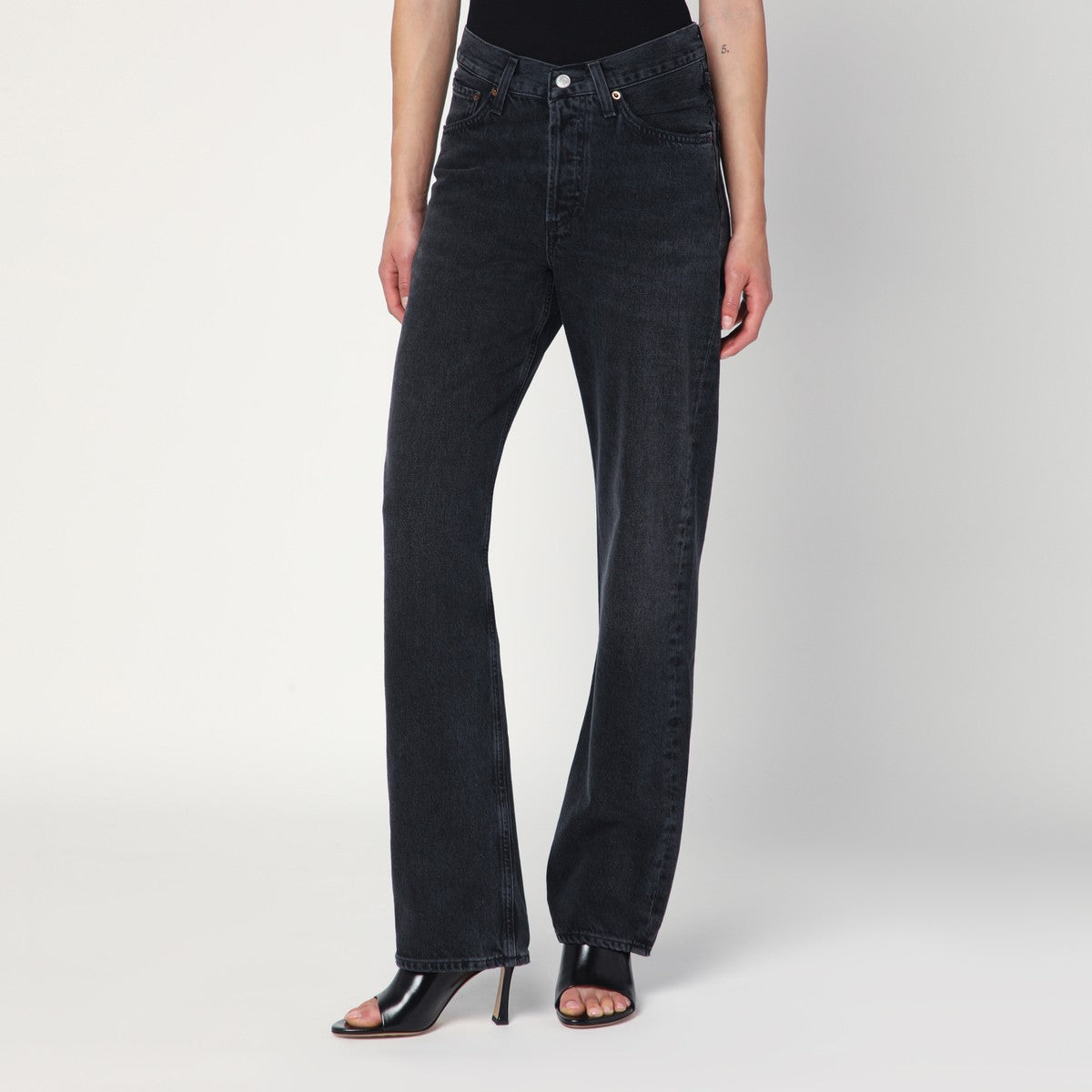 Agolde High V-Waist Recycled Denim Straight-Leg Jeans Black black