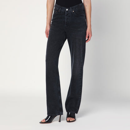 Agolde High V-Waist Recycled Denim Straight-Leg Jeans Black black