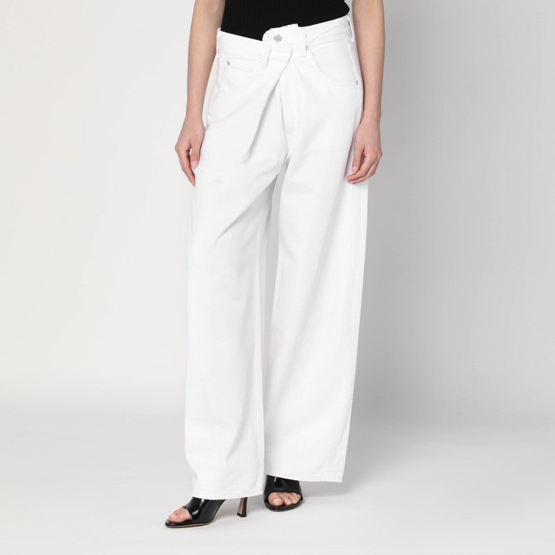 Agolde Wide-Leg Asymmetrical White Jeans White