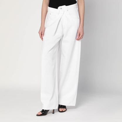 Agolde Wide-Leg Asymmetrical White Jeans White
