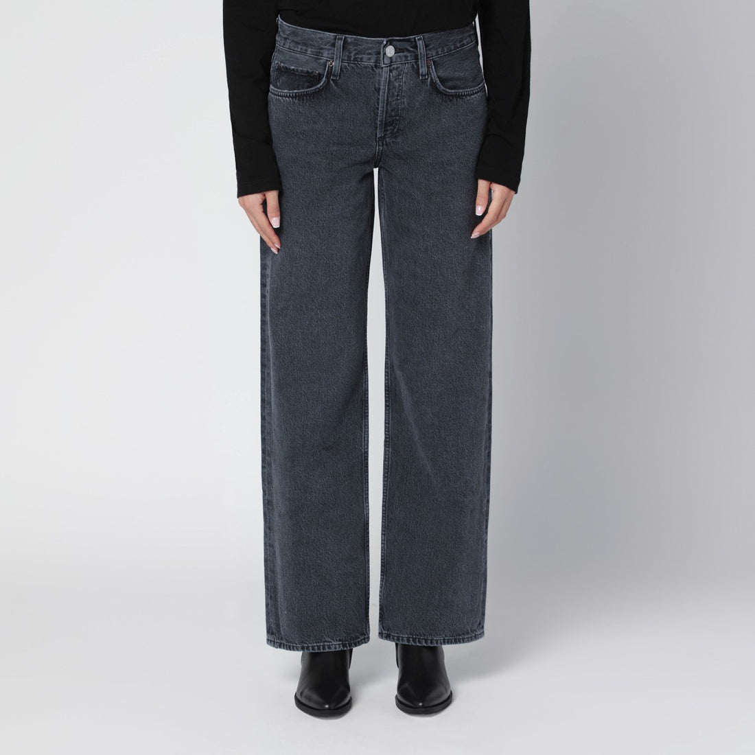 Agolde High-Rise Faded Black Jeans Black