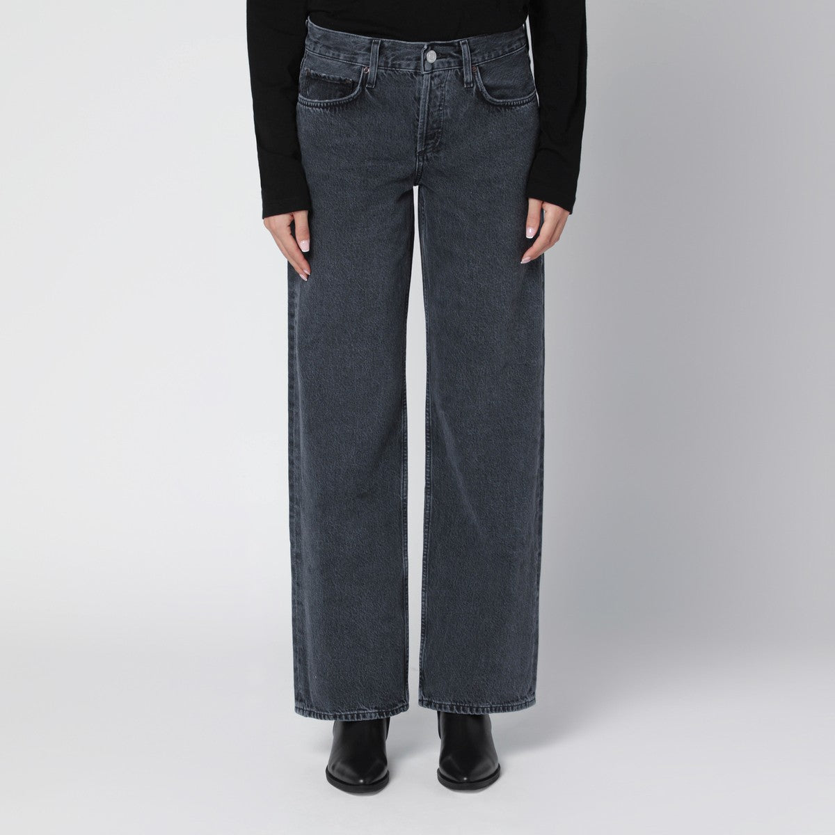 Agolde High-Rise Faded Black Jeans Black