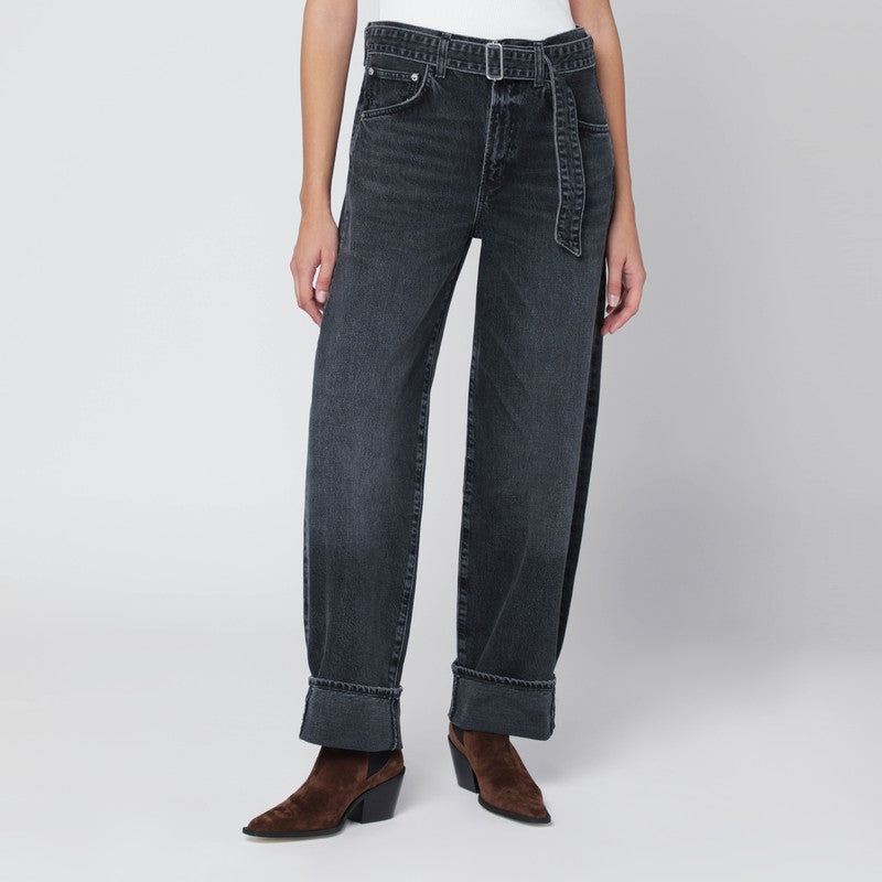 Agolde Jeans Cuffer Taper in Grey Washed Denim Black
