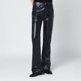 Agolde Black Faux Leather Straight-Leg Trousers Black