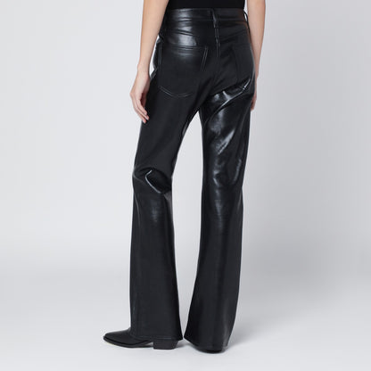 Agolde Black Faux Leather Straight-Leg Trousers Black