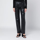 Agolde High-Waisted Straight Faux Leather Trousers Black black