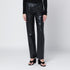 Agolde High-Waisted Straight Faux Leather Trousers Black black