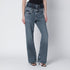Agolde Elson Two-Tone Double Waistband Straight Jeans Blue