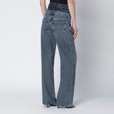 Agolde Elson Two-Tone Double Waistband Straight Jeans Blue