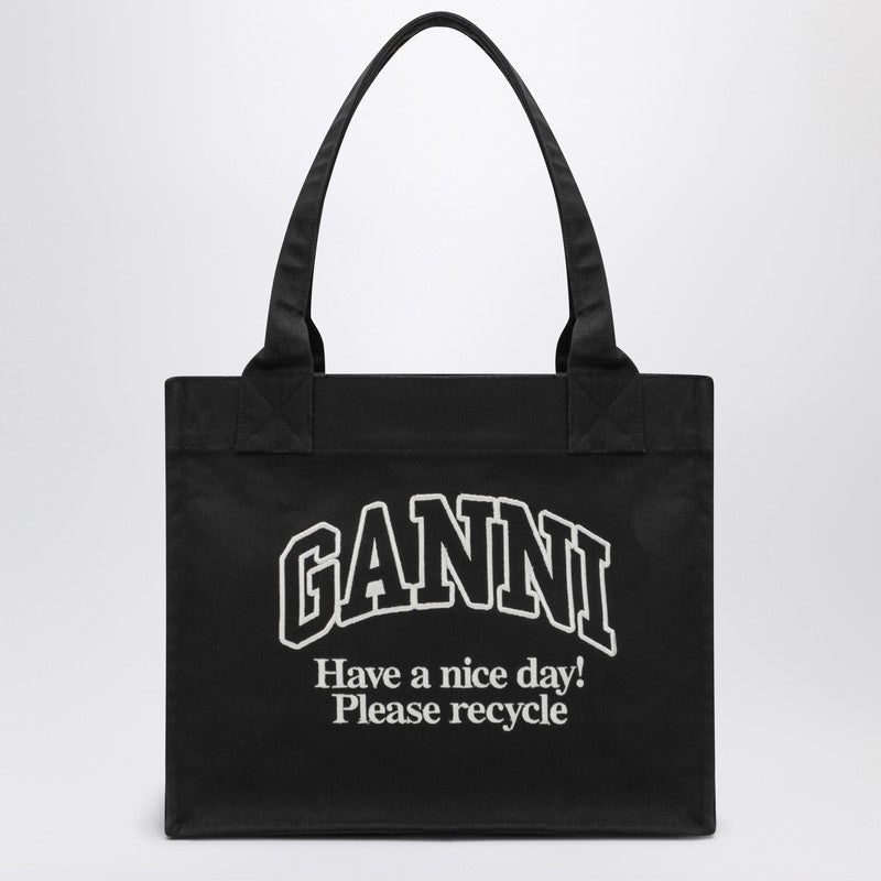 Ganni Large Canvas Tote Bag in Purple