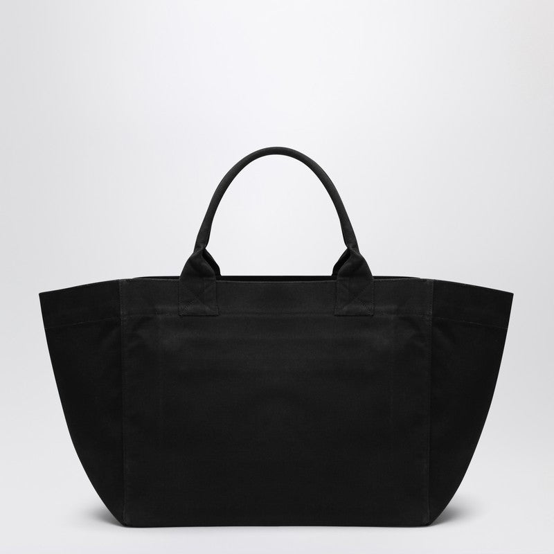Ganni XXL Black Canvas Tote Bag Purple
