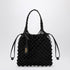 Moschino Basket Net Small Woven Leather Handbag Black Black