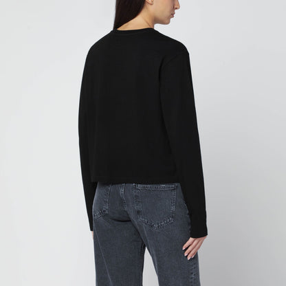 Agolde Black Organic Cotton Long Sleeve Top Black