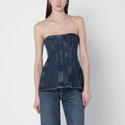 Agolde Denim Lara Corset Top Blue