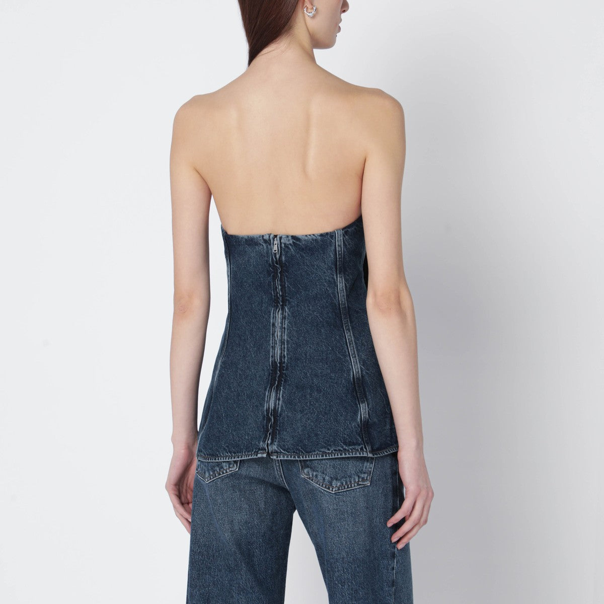 Agolde Denim Lara Corset Top Blue