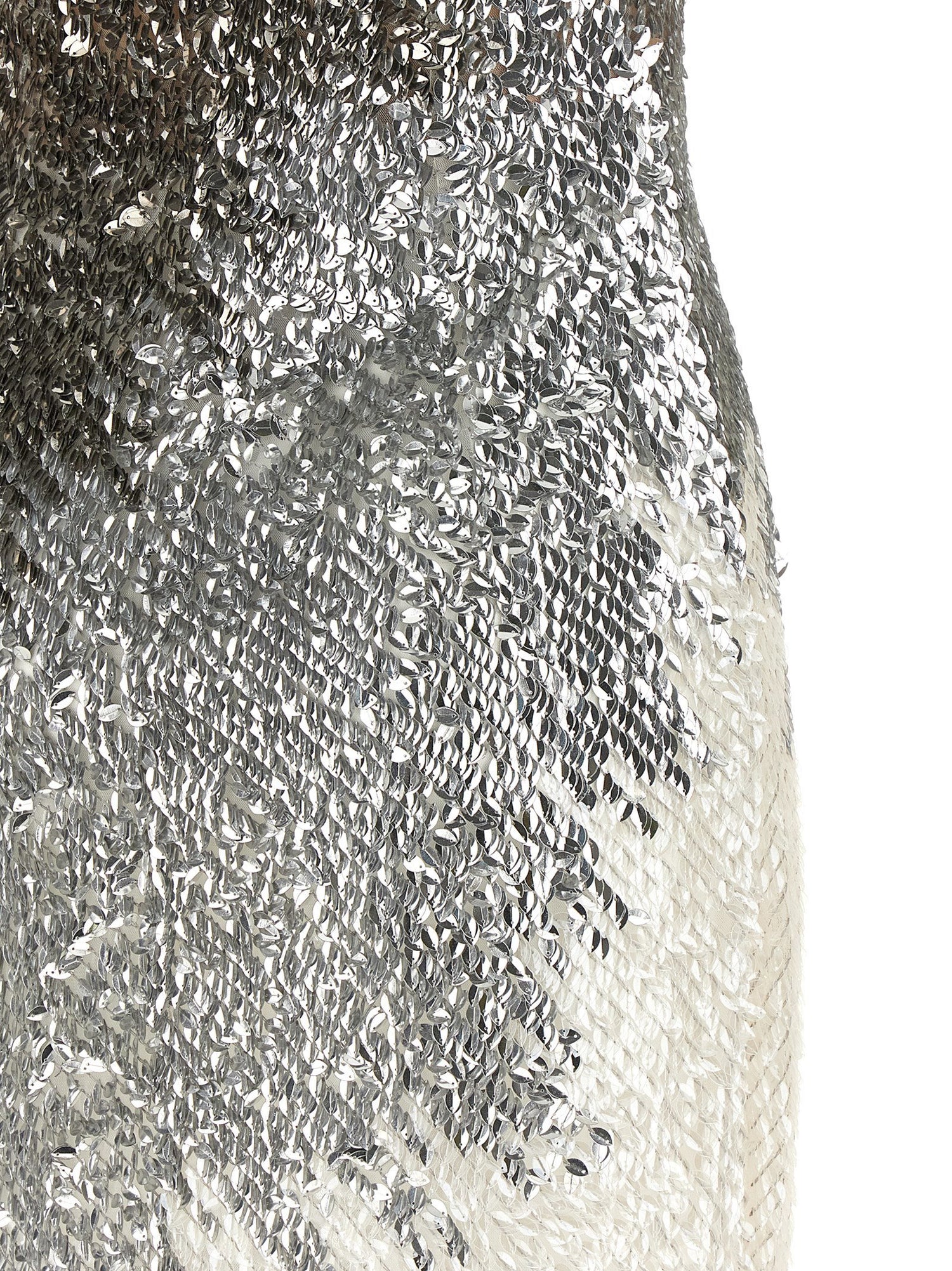 Elisabetta Franchi Metallic Tulle Dress Silver