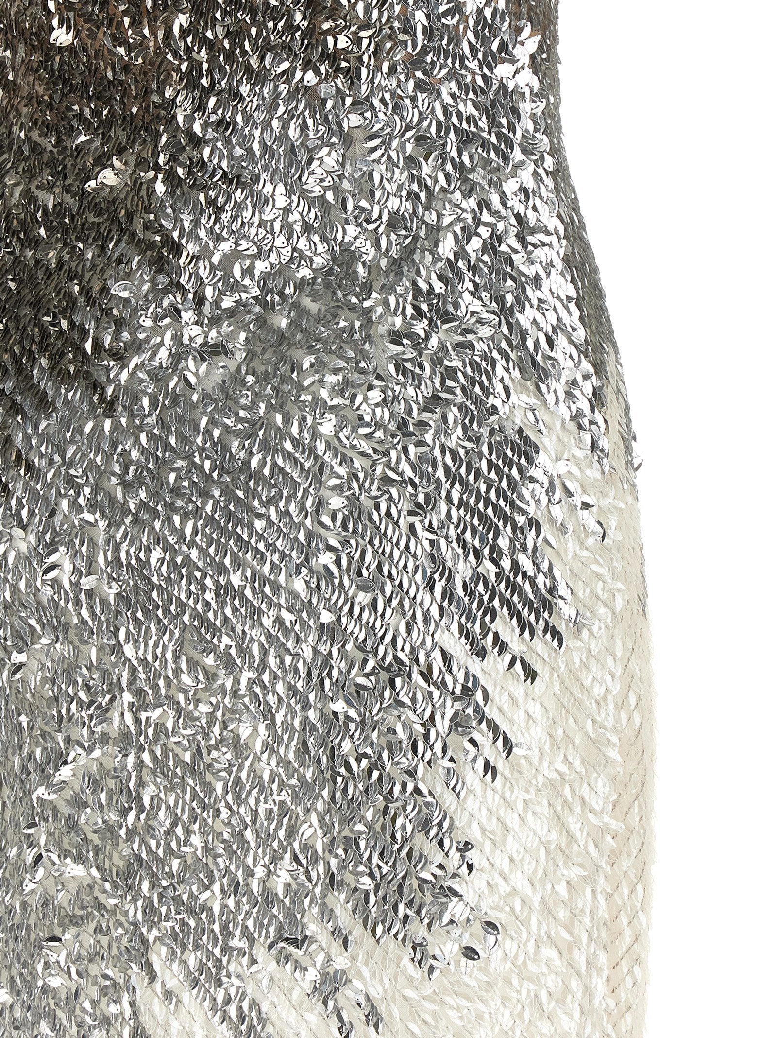 Elisabetta Franchi Metallic Tulle Dress Silver
