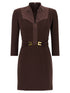 Elisabetta Franchi Logo Dress With Elastic Bands Brown