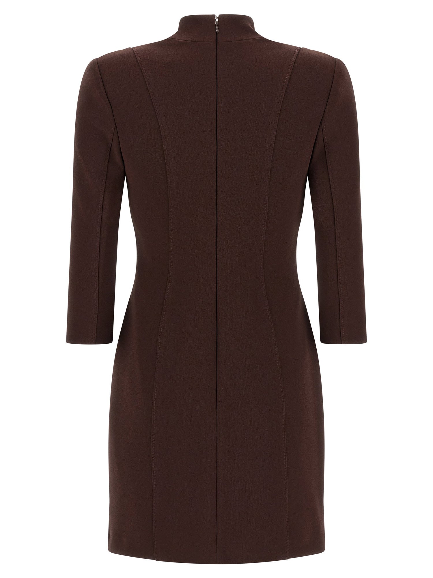 Elisabetta Franchi Logo Dress With Elastic Bands Brown