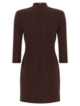 Elisabetta Franchi Logo Dress With Elastic Bands Brown