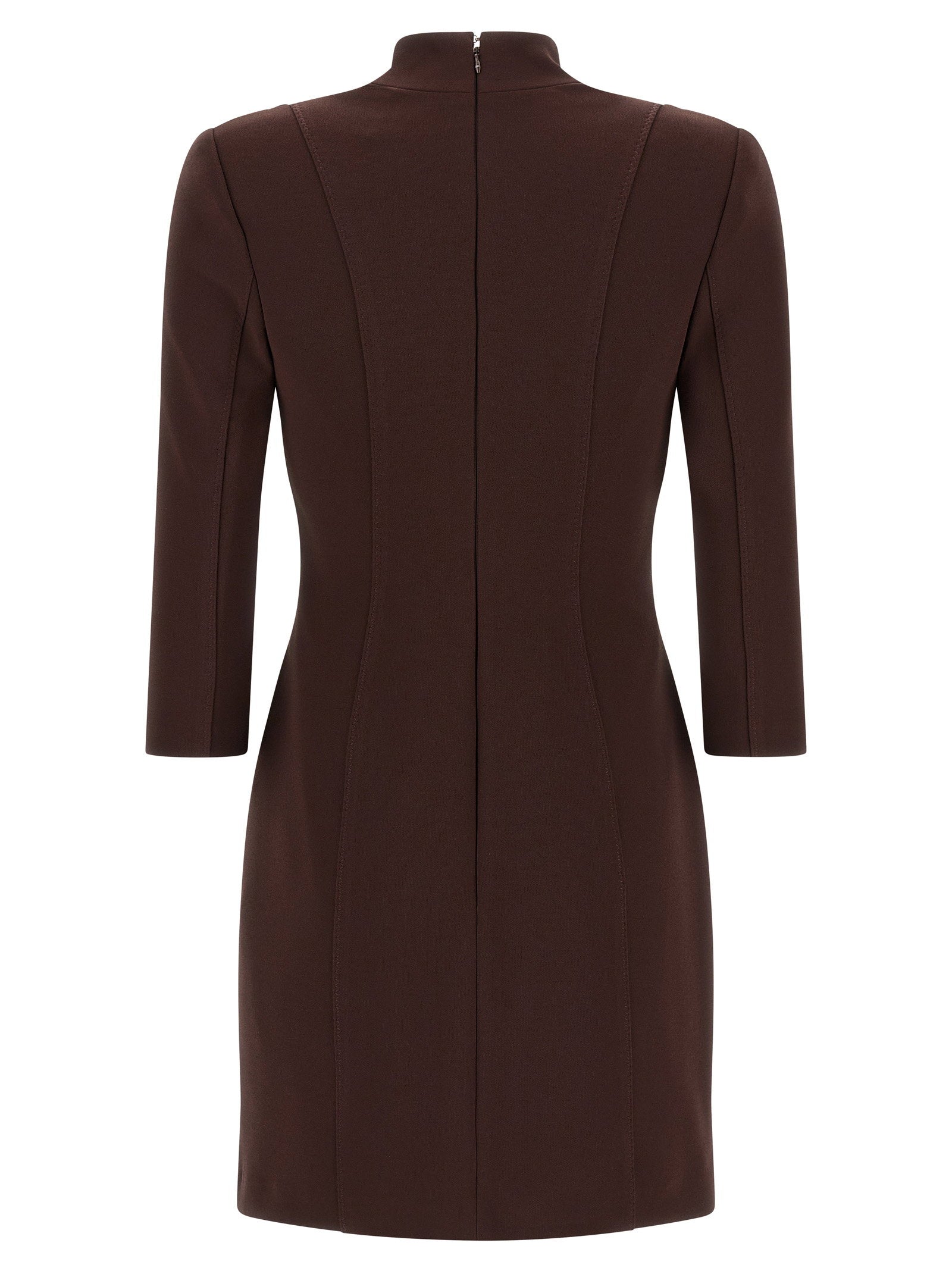 Elisabetta Franchi Logo Dress With Elastic Bands Brown