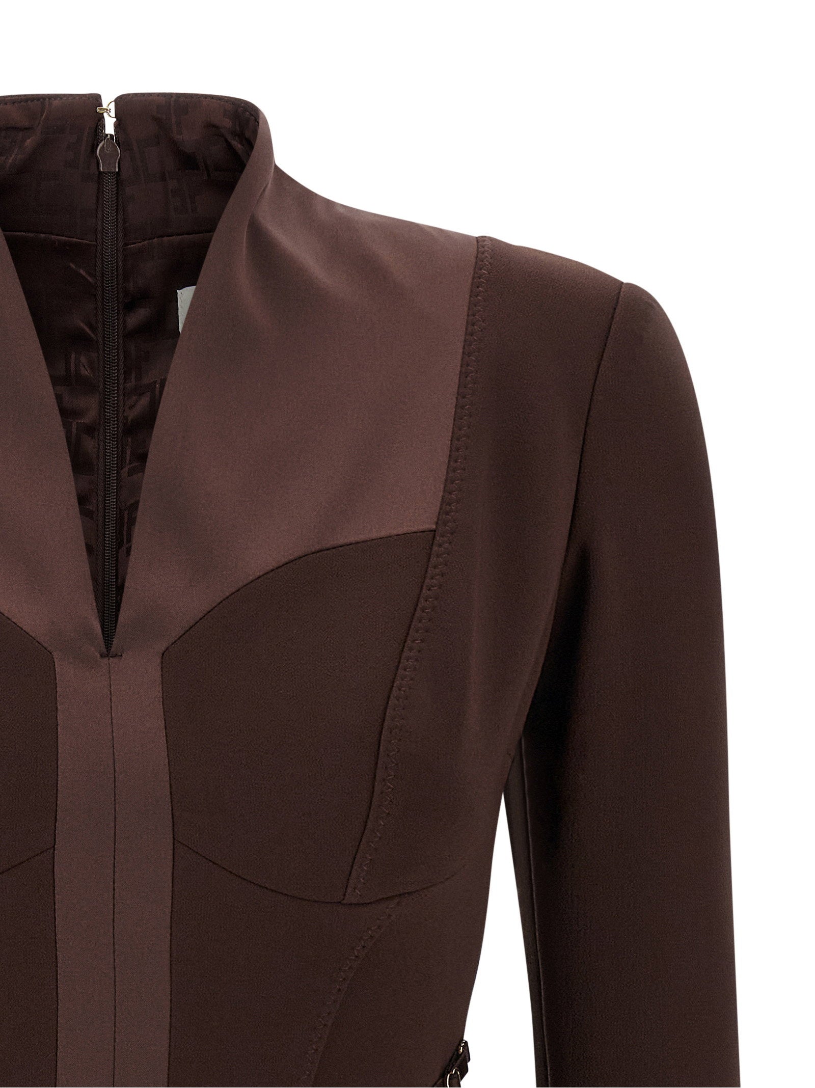 Elisabetta Franchi Logo Dress With Elastic Bands Brown