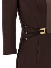 Elisabetta Franchi Logo Dress With Elastic Bands Brown