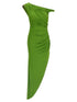 Elisabetta Franchi Jewel Shoulder Dress Green