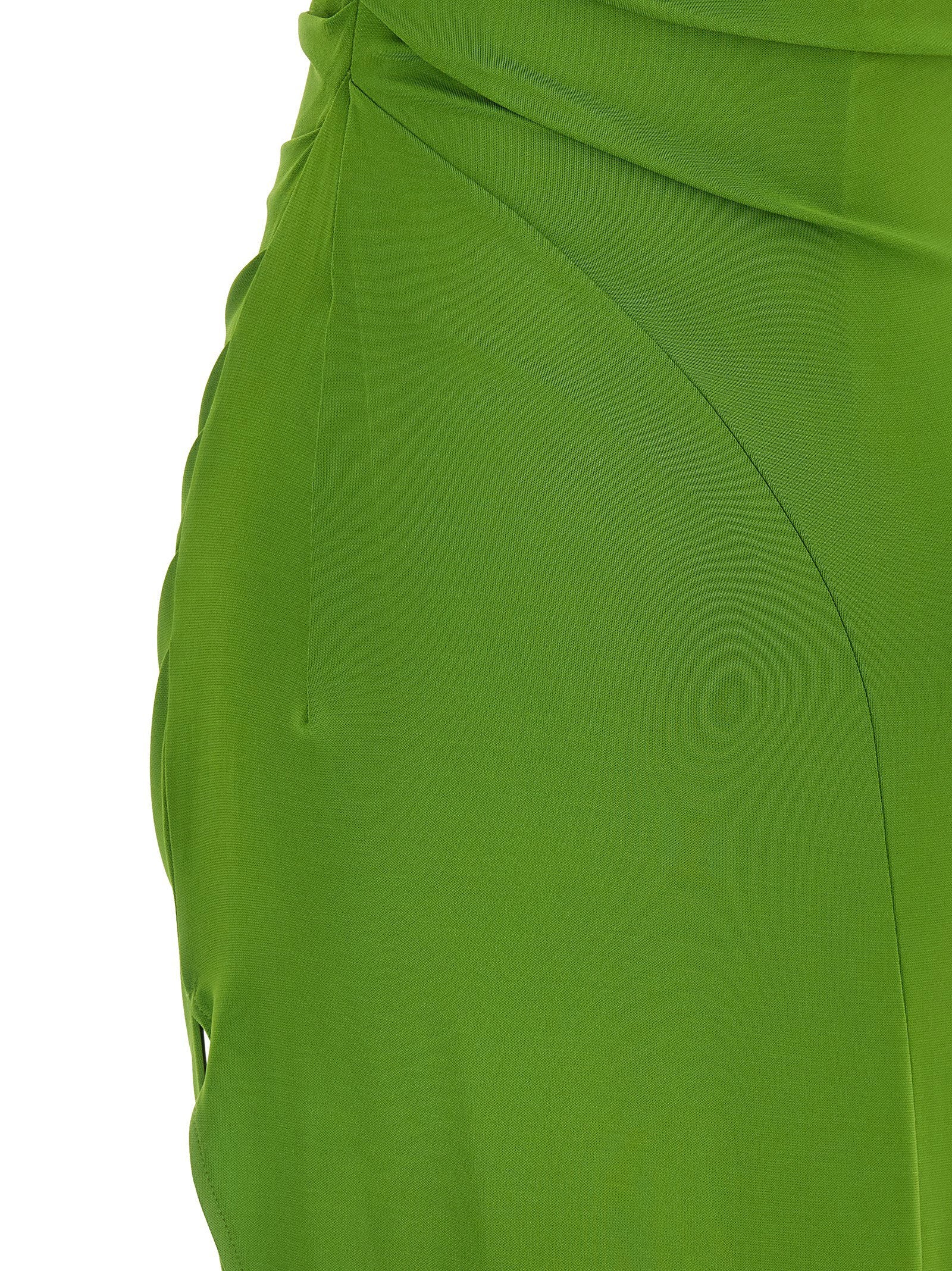 Elisabetta Franchi Jewel Shoulder Dress Green