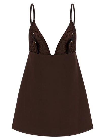 Elisabetta Franchi Duchesse Dress Brown