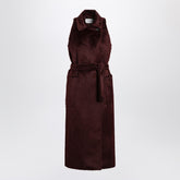 Max Mara Cherry Sleeveless Alpaca & Wool Coat Burgundy