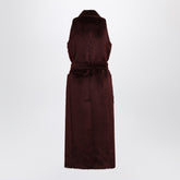 Max Mara Cherry Sleeveless Alpaca & Wool Coat Burgundy