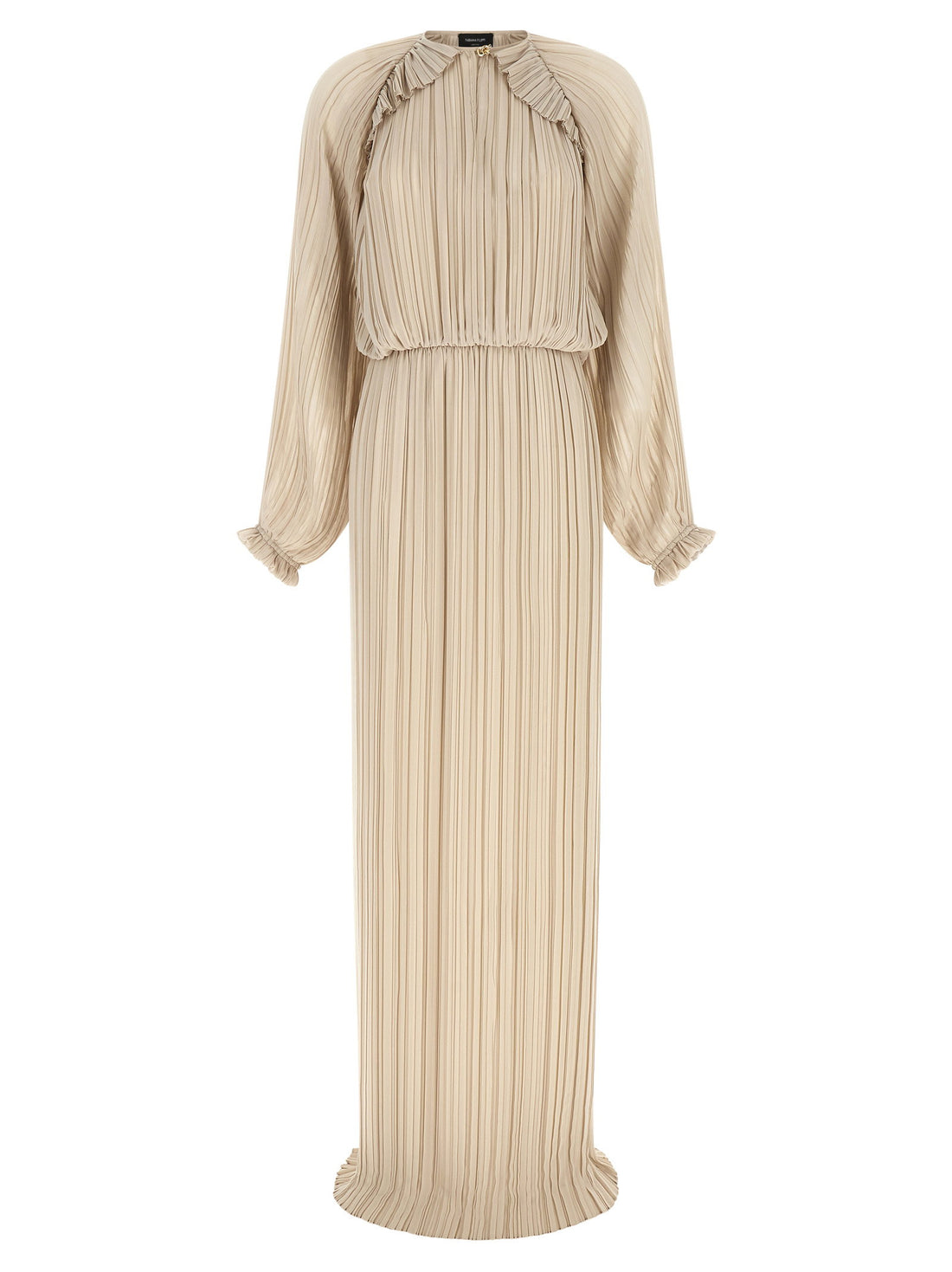 Fabiana Filippi Long Pleated Dress Beige