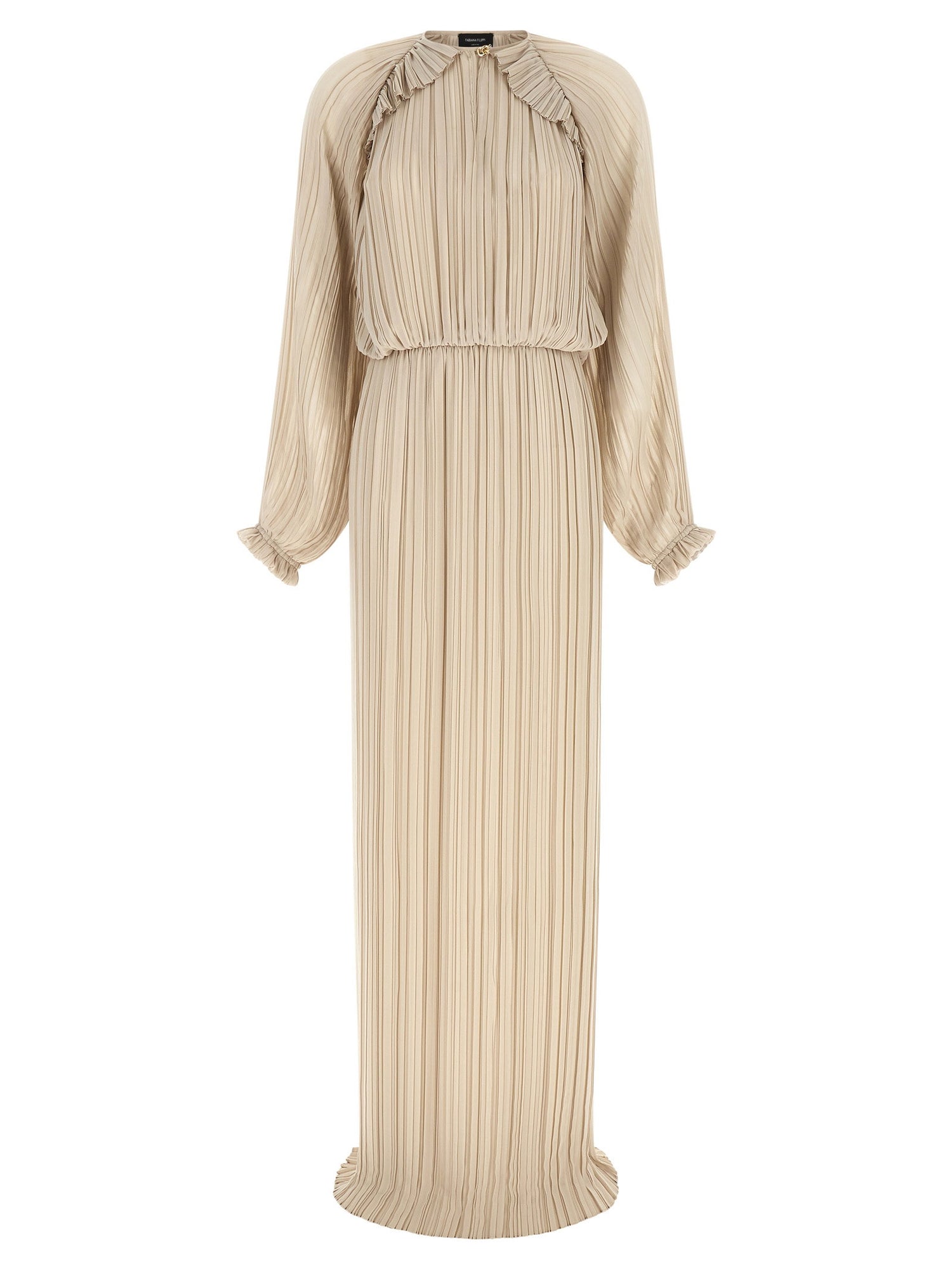 Fabiana Filippi Long Pleated Dress Beige