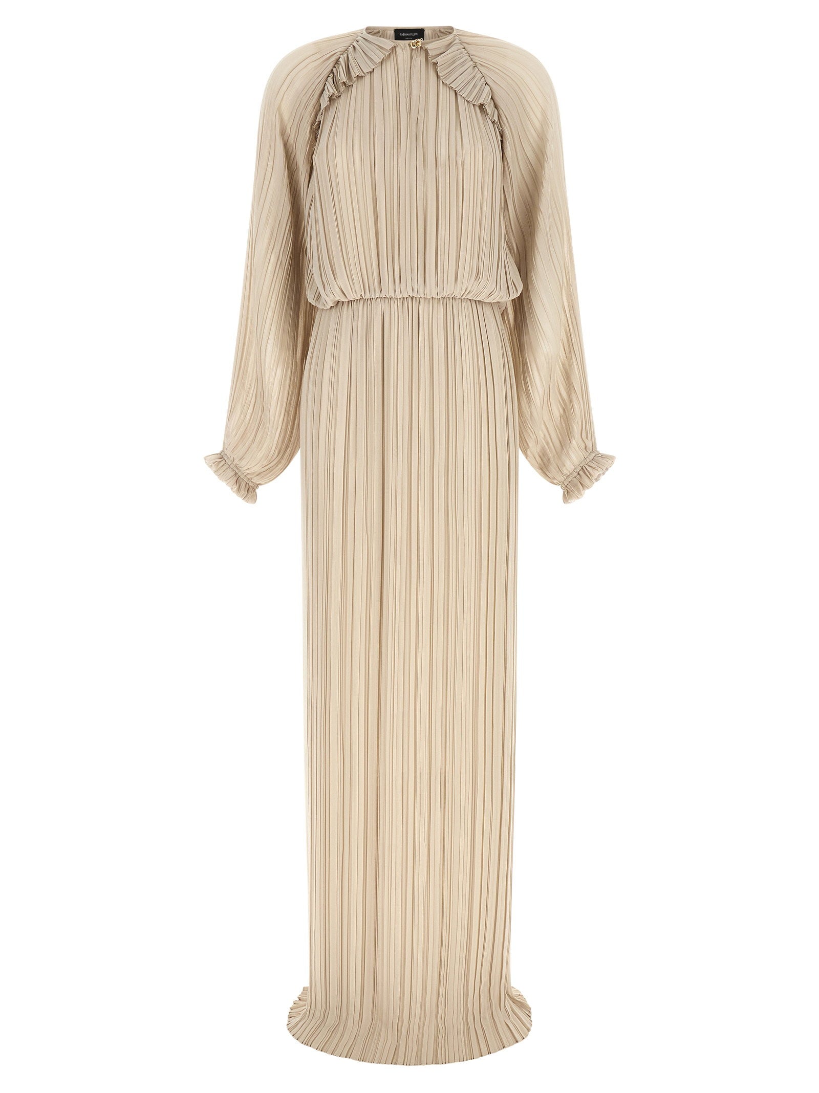 Fabiana Filippi Long Pleated Dress Beige
