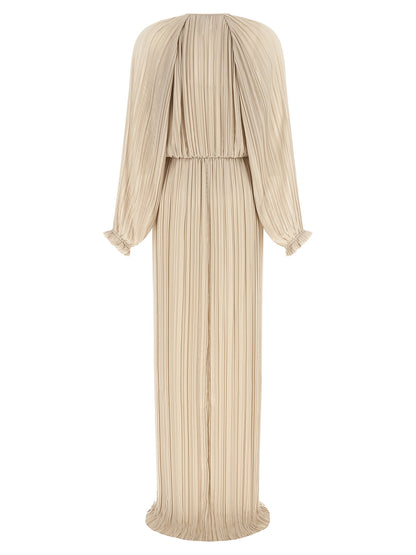 Fabiana Filippi Long Pleated Dress Beige